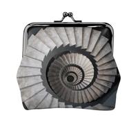 Spiral Staircase Coin Purse-Leather Kiss Lock Wallet Small Clutch | Compact Holds Cards Coins Keys. Soft Pu Leather. Gift Ready.