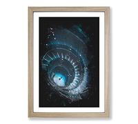 Spiral Staircase in Rome Paint Splash Framed Print | A2 Oak Framed Wall Art | Ready to Hang | Modern Nature Picture | Living Room Bedroom Lounge Office