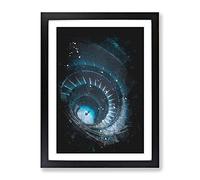 Spiral Staircase In Rome Paint Splash Modern Framed Print | A4 Black Framed Wall Art | Ready to Hang | Modern Nature Picture | Living Room Bedroom Lounge Office
