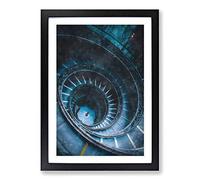 Spiral Staircase in Rome Painting Framed Print | A2 Black Framed Wall Art | Ready to Hang | Modern Historical Picture | Living Room Bedroom Lounge Office