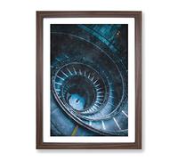 Spiral Staircase In Rome Painting Modern Framed Print | A3 Walnut Framed Wall Art | Ready to Hang | Modern Historical Picture | Living Room Bedroom Lounge Office