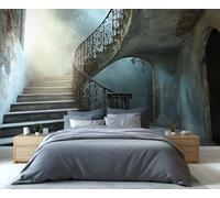 Spiral Staircase Wallpaper 300x210cm, Corridor Stairs Wallpaper for Living Room, Vintage Old House Photo Wallpapers, Abandoned Buildings Wall Murals for Living Room Poster Decor (Not Peel and Stick)