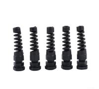 Spiral Strain Relief Cable Gland Pack 5pcs PG7 PG9 PG11 for 3mm to 6.5mm Cables Compatible with Industrial Switchboards and Control Panels (PG7 - Black)