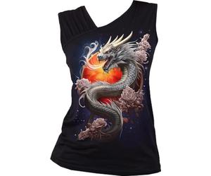 Spiral Sun Dragon Sleeveless Tank Top - Black, L