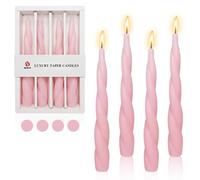 Spiral Taper Candle Dinner Candles - Set of 4 Gedengni Blend Twist Candles Unscented Wax Candle Stick Elegant Design for Home Décor Weddings Festive Seasons Holiday (SSY-12D4PC-PINK)