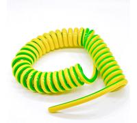 Spiral telescopic cable 5AWG 16mm2 1 Core Yellow Green Spiral PU Industrial Ground Cable Stretch 1-10 meters(Stretch 6 Meters)