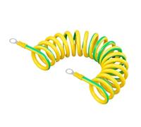 Spiral telescopic cable Spring Spiral Wire Cord 10mm2 7AWG 1Core Pull PU Ground Yellow Green Flexible 0.3-0.75m(Stretch 0.75 Meters)