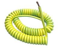 Spiral Telescopic Wire 1PC Spring Cable Yellow-Green Ground Single Core 20/18/17/15/13/11/9/7AWG Shrinkable Copper Stretch 1/2/3/4/5 Meters(18awg 0.75mm2,Stretch 4 Meters)