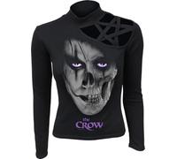 Spiral The Crow - Skull Face - Pentagram Shoulder Longsleeve Top - M Black