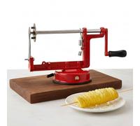 Spiral Tornado Potato Cutter with Non-Slip Handle - Stainless Steel Blade Vegetable Spiral Slicer for Potatoes, Cucumbers, Carrots & Fruit - Red