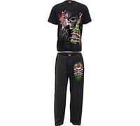 Spiral - Triple 6-4Pc Mens Gothic Pyjama Set - L Black