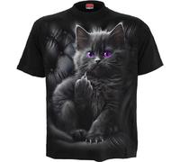 Spiral - Cattitude - Front Print T-Shirt Black - XXL