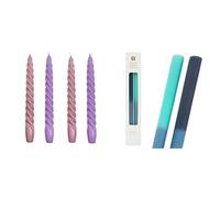 Spiral Twisted Lilac Candles & Navy Blue Ombre Tapered Candles Bundle