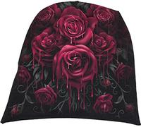 Spiral Unisex Blood Rose - Light Cotton Black Beanie, Black, L UK
