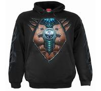 Spiral Unisex Pullover Hoodie Cyber Skin (Back & Sleeve Print) Black (XL)