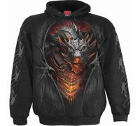 Spiral Unisex Pullover Hoodie Draconis (Back & Sleeve Print) Black (3XL)