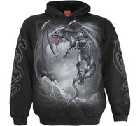 Spiral Unisex Pullover Hoodie Dragon's Cry (Back & Sleeve Print) Black (S)