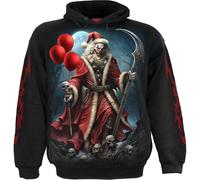 Spiral Unisex Pullover Hoodie Santa Clown (Back & Sleeve Print) Black (M)