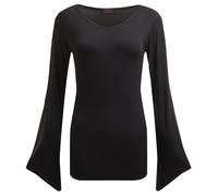 Spiral - Gothic Elegance - V Neck Goth Sleeve Top Black - L