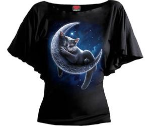 Spiral - Velvet Moon - Boat Neck Bat Sleeve Top Black - 3XL