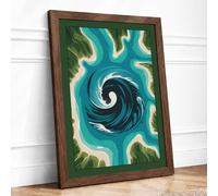 Spiral Vortex Abstract Framed Wall Art Print A4 Walnut