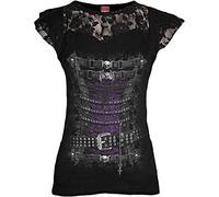 Spiral - Waisted Corset - Lace Layered Cap Sleeve Top Black - L