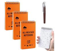 Spiral Waterproof Notebook, 3 Pieces A7 Waterproof Pocket Notepad with Pen, Small Mini Notebook 5 Minute Journal for Travel, School, Work (Orange)