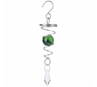 Spiral Wind Spinner with For Crystal Ball Wind Chime, Stainless Steel Garden Decor, Reflective Gazing Ball Hanging Outdoor Ornaments, Weather Resistant Patio Lawn Decoration(green)