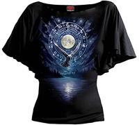 Spiral - Witchcraft - Boat Neck Bat Sleeve Top Black - 3XL