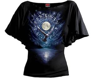 Spiral - Witchcraft - Boat Neck Bat Sleeve Top Black - XXL
