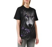 Spiral - Wolf Roses - Front Print T-Shirt Black - L