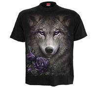 Spiral - Wolf Roses - Front Print T-Shirt Black - XXL