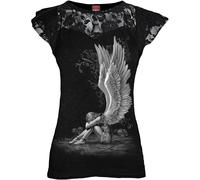 Spiral Women's ENSLAVED ANGEL - Lace Layered Cap Sleeve Top Black | Size: 2XL Spiral Black 2XL