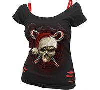Spiral Womens F711 Tops Short Sleeve T-Shirt, Black & Red, S UK