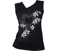 Spiral Women's Pure of Heart - Gathered Shoulder Slant Vest Black Vest Top