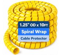 Spiral Wrap Hose Protector 1.25" OD x 10 FT, Heavy Duty Hydraulic Hose Wrap, Yellow Flexible HDPE Cable Protector Sleeve for Hydraulic Hoses, Wire Harnesses & Automotive Cables