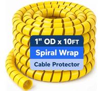 Spiral Wrap Hose Protector 1" OD x 10 FT, Heavy Duty Hydraulic Hose Wrap, Yellow Flexible HDPE Cable Protector Sleeve for Hydraulic Hoses, Wire Harnesses & Automotive Cables