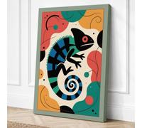 Spiraling Chameleon Eclectic Canvas Wall Art Print 30x20 Inch (76 x 51 cm)