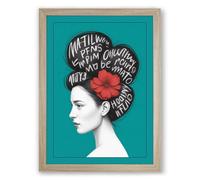 Spiraling Words in Hair Typography Framed Wall Art Print A2 (59.4×42cm) Oak, Wall Decor for Living Room, Bedroom, Office & Home, Ready to Hang, Art Gift