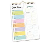 Spirals Meal Planning Pad Notebook with Removable Shopping Lists and Hooks for Hanging on the Wall for Weekly Meal Organisation in the Kitchen