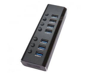 Spire External 7-Port USB 3.0 Hub External Power Individually Switched LED Indicators Aluminium
