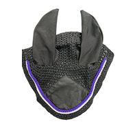 Spire Horse Soft Crochet Fly Veil Breathable Cotton Ear Net Hood Horse fly Control Masks Protector Bonnets (Cob, Black/Purple-White)