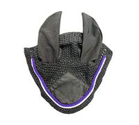 Spire Horse Soft Crochet Fly Veil Breathable Cotton Ear Net Hood Horse fly Control Masks Protector Bonnets (full, Black/Purple-White)