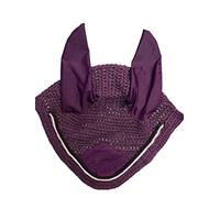 Spire Horse Soft Crochet Fly Veil Breathable Cotton Ear Net Hood Horse fly Control Masks Protector Bonnets (Full, Purple/Black-white)