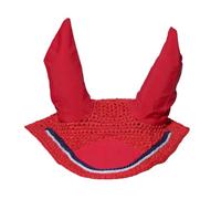 Spire Horse Soft Crochet Fly Veil Breathable Cotton Ear Net Hood Horse fly Control Masks Protector Bonnets (Pony, Red/Black-White)