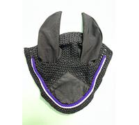 Spire Horse Soft Crochet Fly Veil Breathable Cotton Ear Net Hood Horse fly Control Masks Protector Bonnets (Pony, Royal Blue/Black-Red)