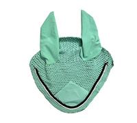Spire Horse Soft Crochet Fly Veil Breathable Cotton Ear Net Hood Horse fly Control Masks Protector Bonnets (Full, Turquoise/Black-White)