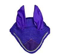 Spire Horse Soft Crochet Fly Veil Breathable Cotton Ear Net Hood Horse fly Control Masks Protector Bonnets (Pony, Purple/Gray-White)