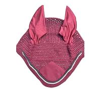 Spire Horse Soft Crochet Fly Veil Breathable Cotton Ear Net Hood Horse fly Control Masks Protector Bonnets (Cob, Pink/Black-White)