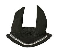 Spire Horse Soft Crochet Fly Veil Breathable Cotton Ear Net Hood Horse fly Control Masks Protector Bonnets (Cob, Black/Grey-White)